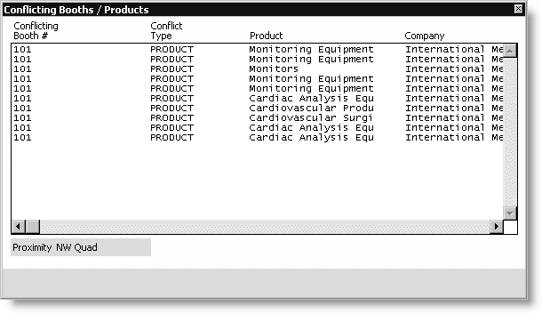 From Exposition, select Process booth orders, open an order, click Booth Inventory, and click View Assignments