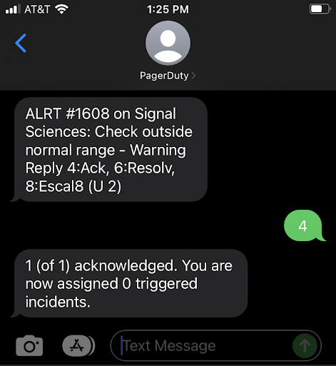 Acknowledge an incident via SMS notification