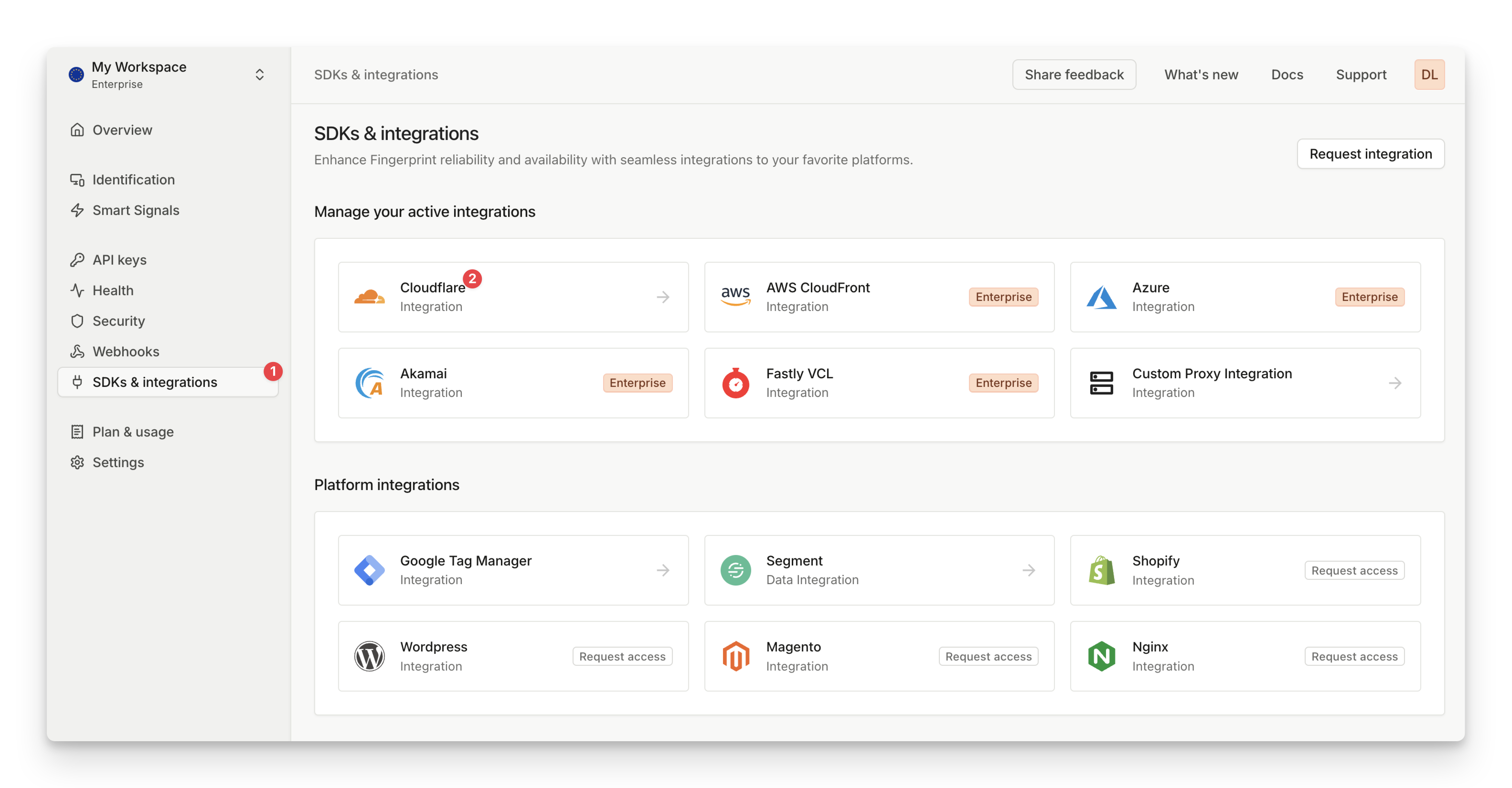 App Settings Page - Cloudflare Integration