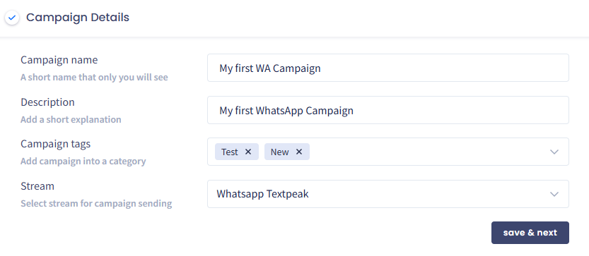 Screenshot of the Campaign Details section