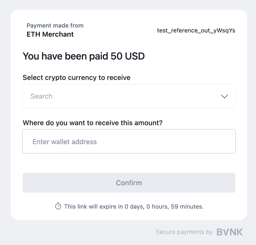 1\. A screen asking them to choose a crypto type and enter a matching address.