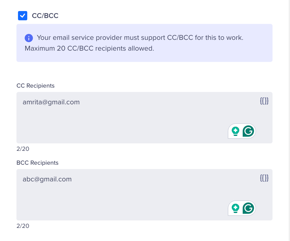 Adding CC/BCC Recipients to Email Campaigns