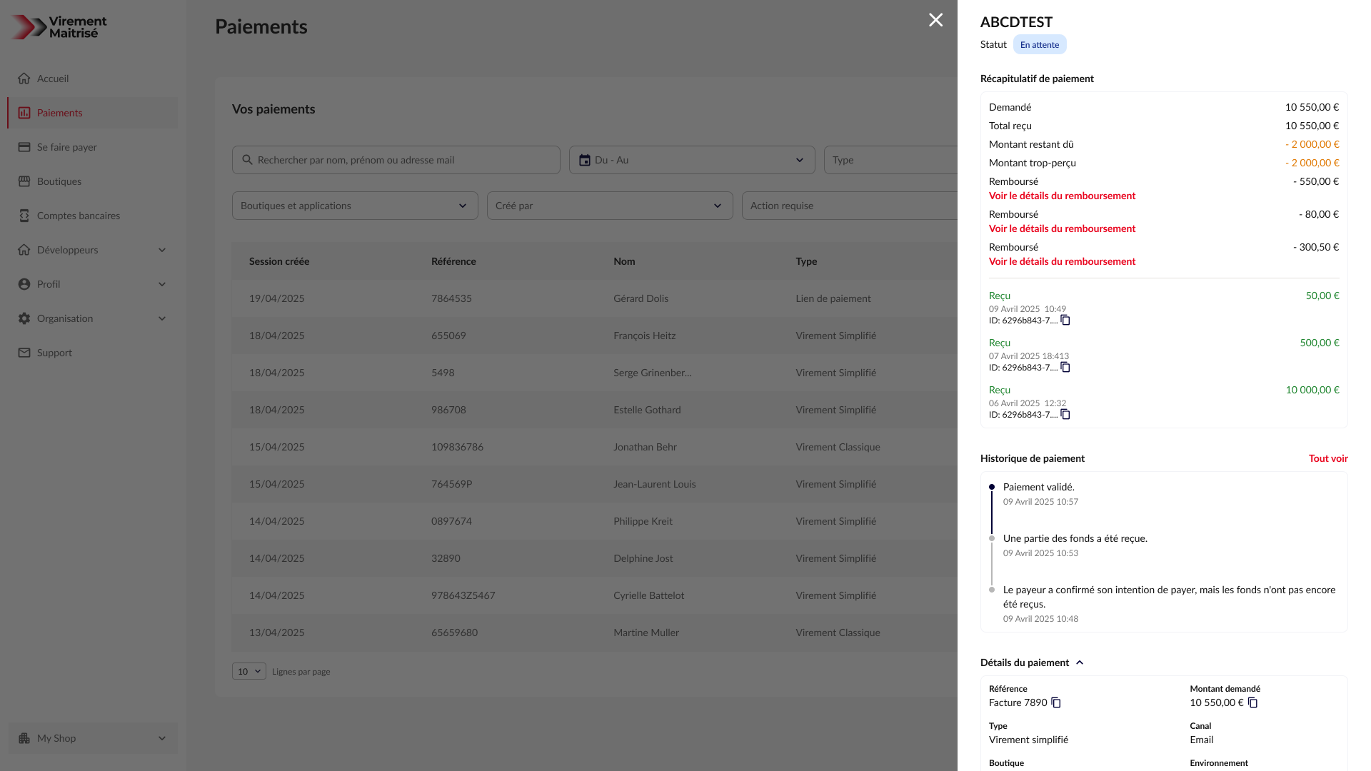 Payment Details Immediate Transfer