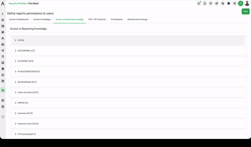Access to Reasoning Knowledge tab
