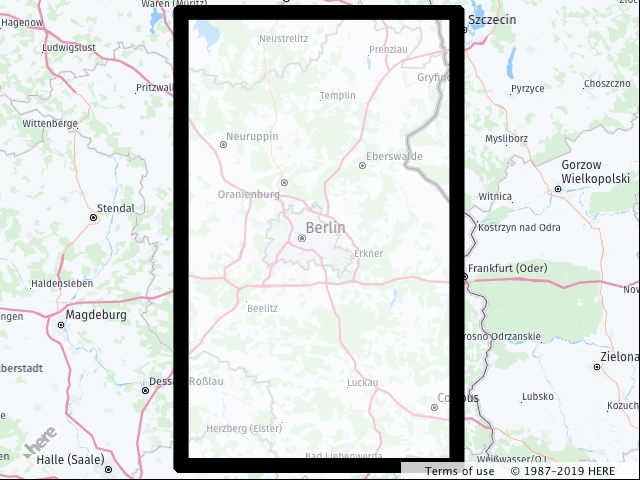 Map with a custom-style rectangle