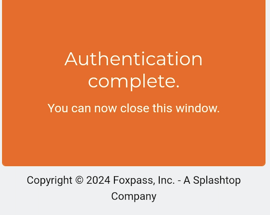 Authentication Complete