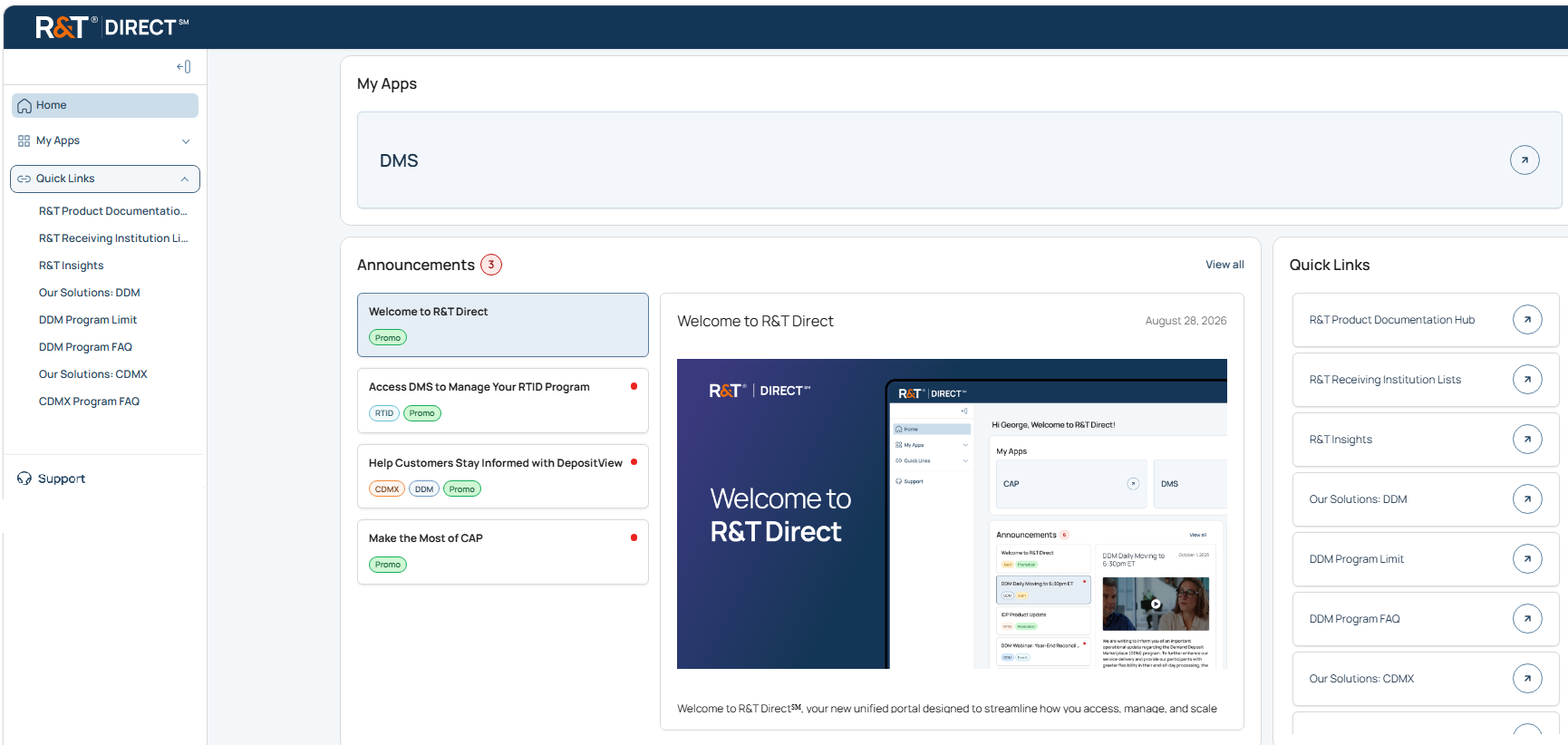 Left Side Navigation with Quick Links expanded