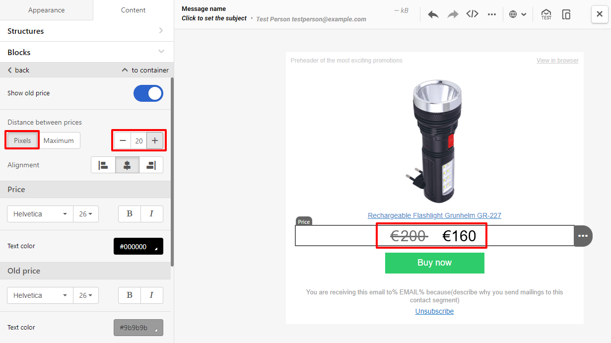 Distance between prices