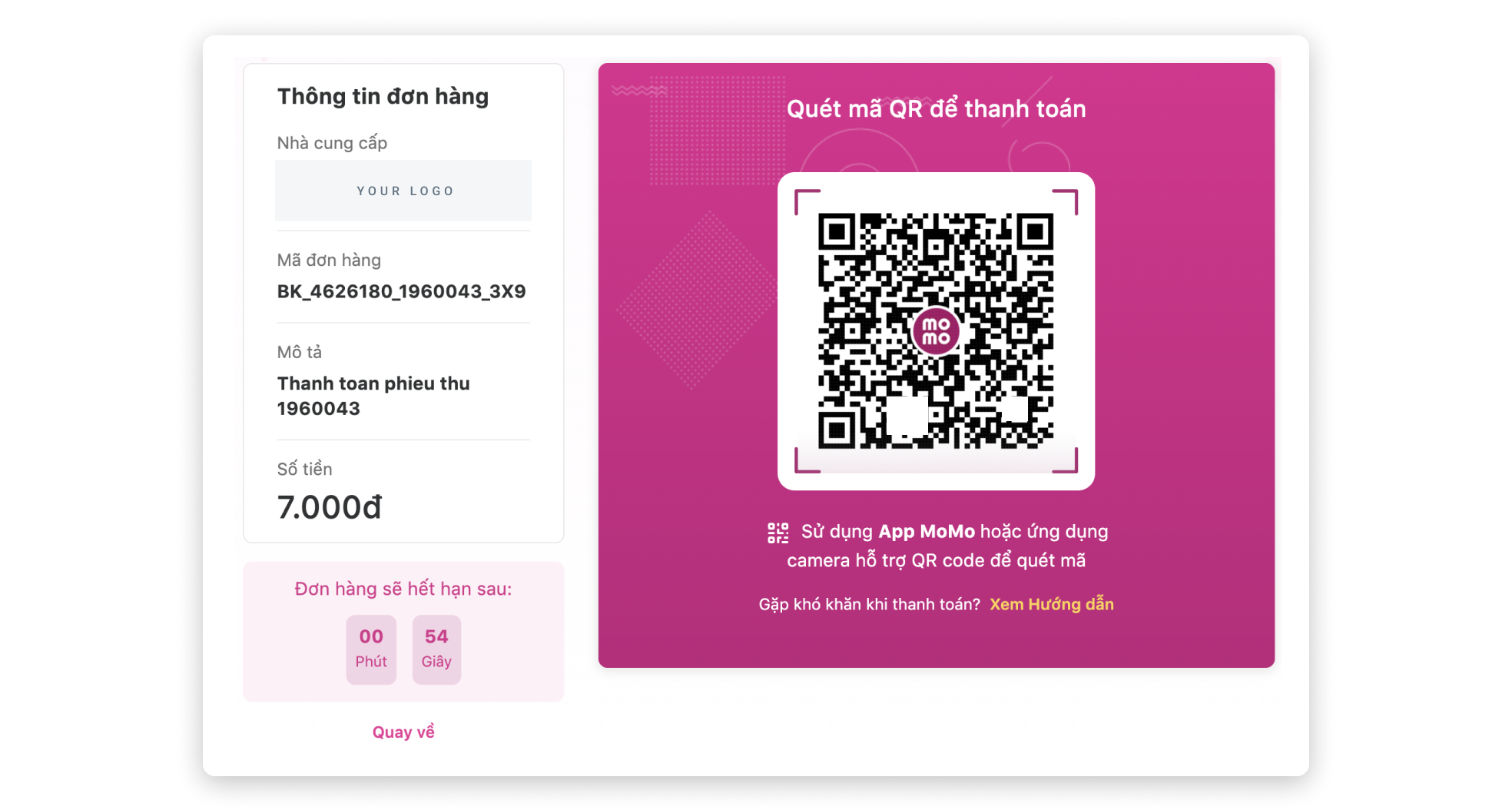 MoMo UI built with the information in the example above.