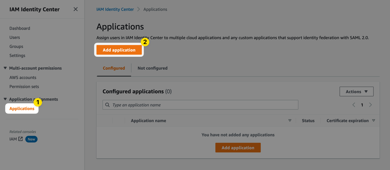 Screenshot of AWS Identity Center UI