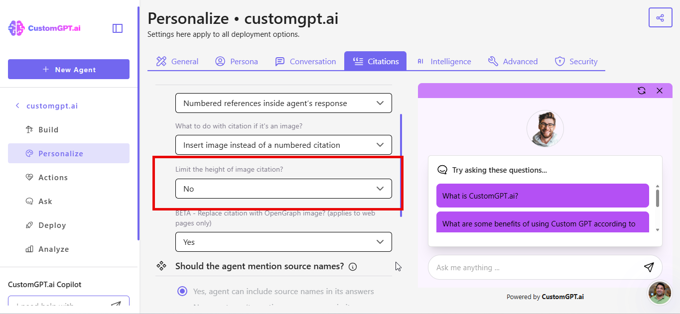 Step 2 - Limit height option