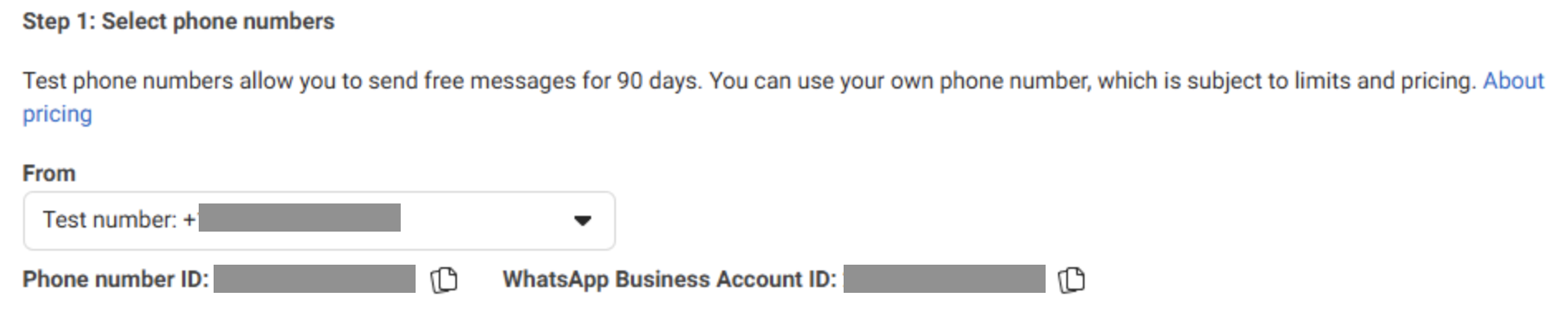 Phone Number ID and WABA ID