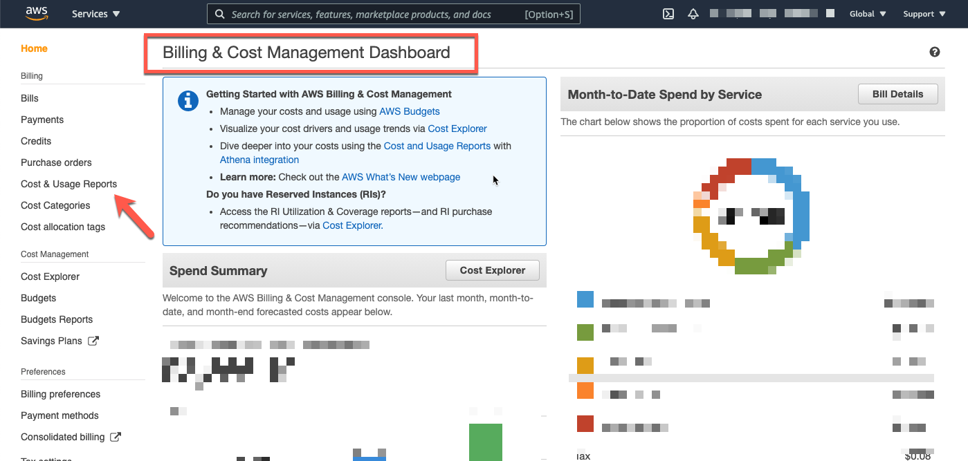 AWS Console - Billing & Cost Management Dashboard