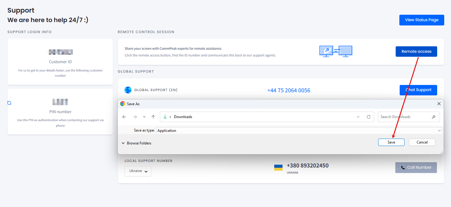 Screenshot of downloading the CPRemoteSupport app