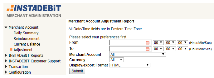 Adjustment report input