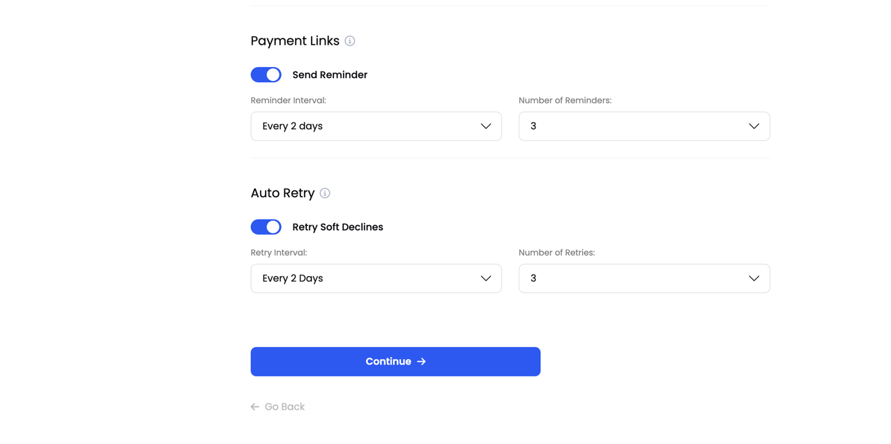 Configure reminders, auto-retry, auto-suspend

