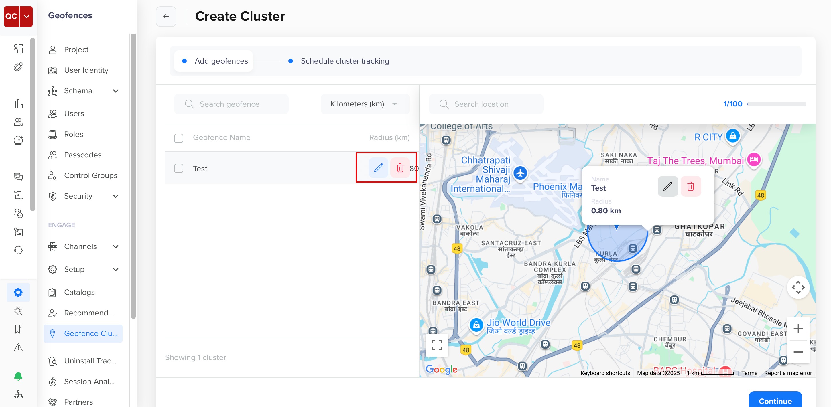 Edit or Delete Geofences in a Cluster