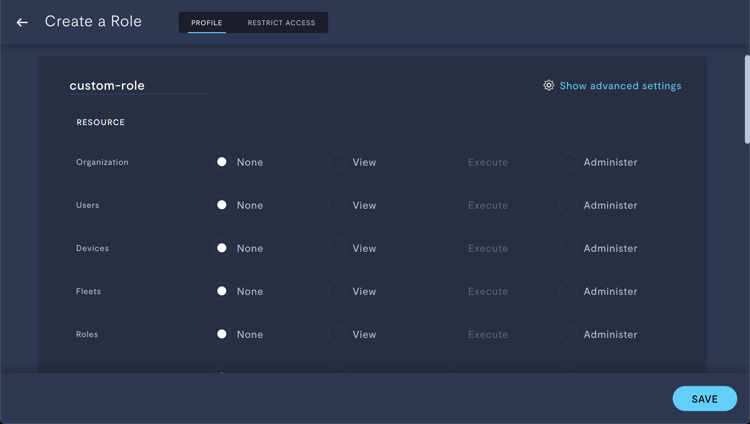 configuring a custom role