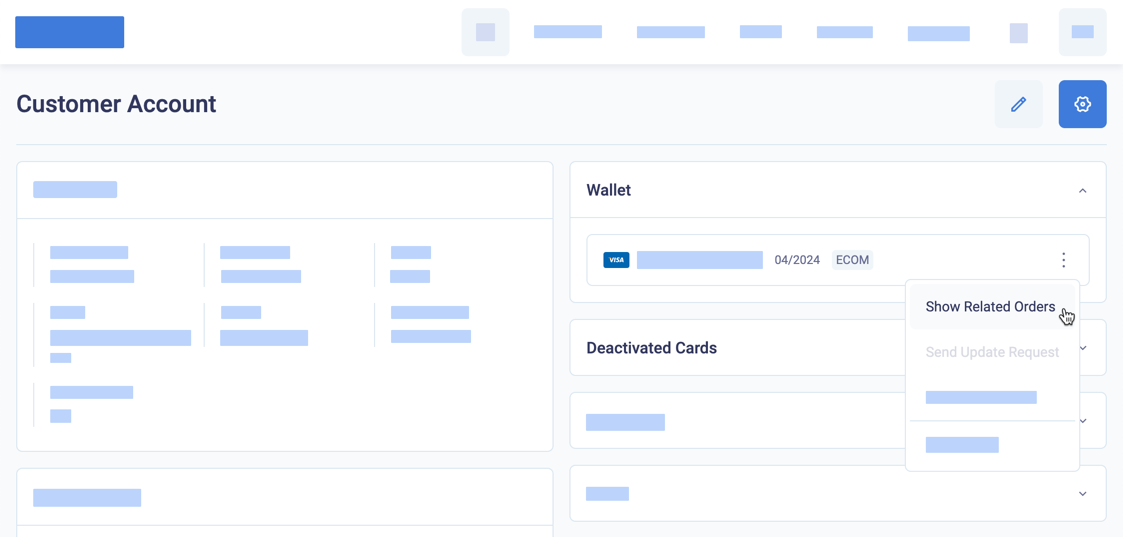 Display related orders for a card