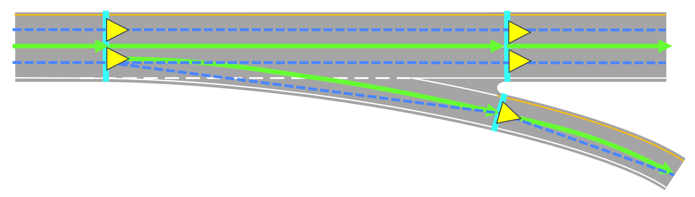 Lane connectivity - off-ramp