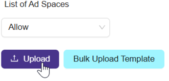 ** To upload the Ad Space template**