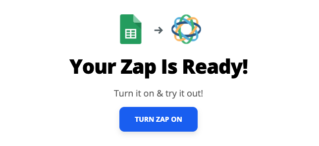 Your Zap is Ready popup