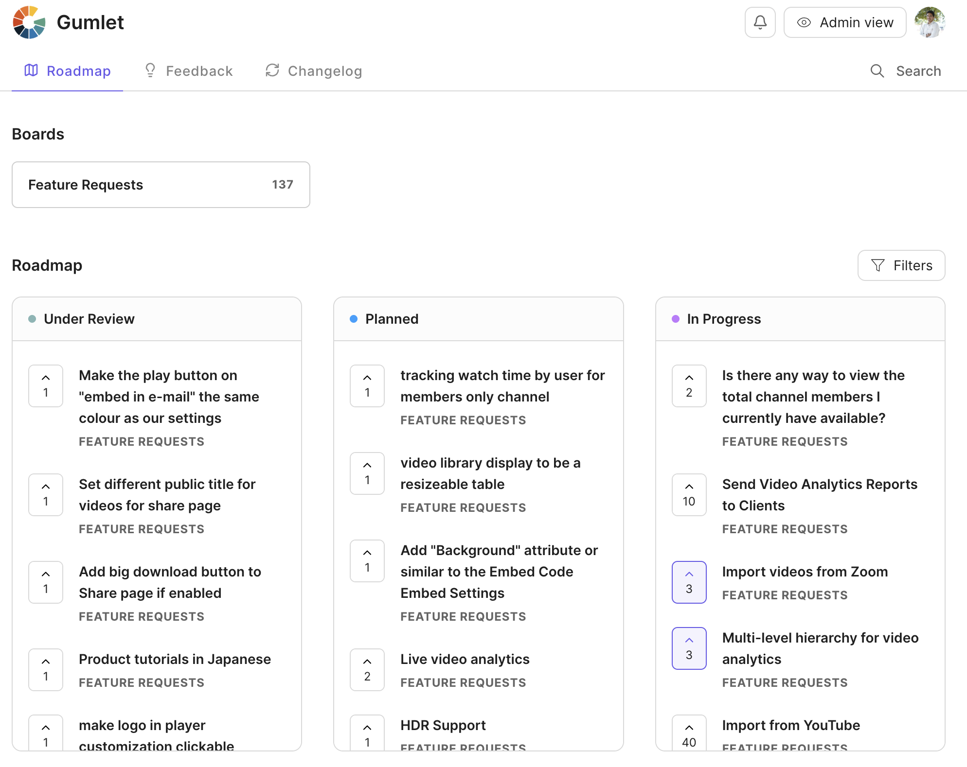 Gumlet feedback portal