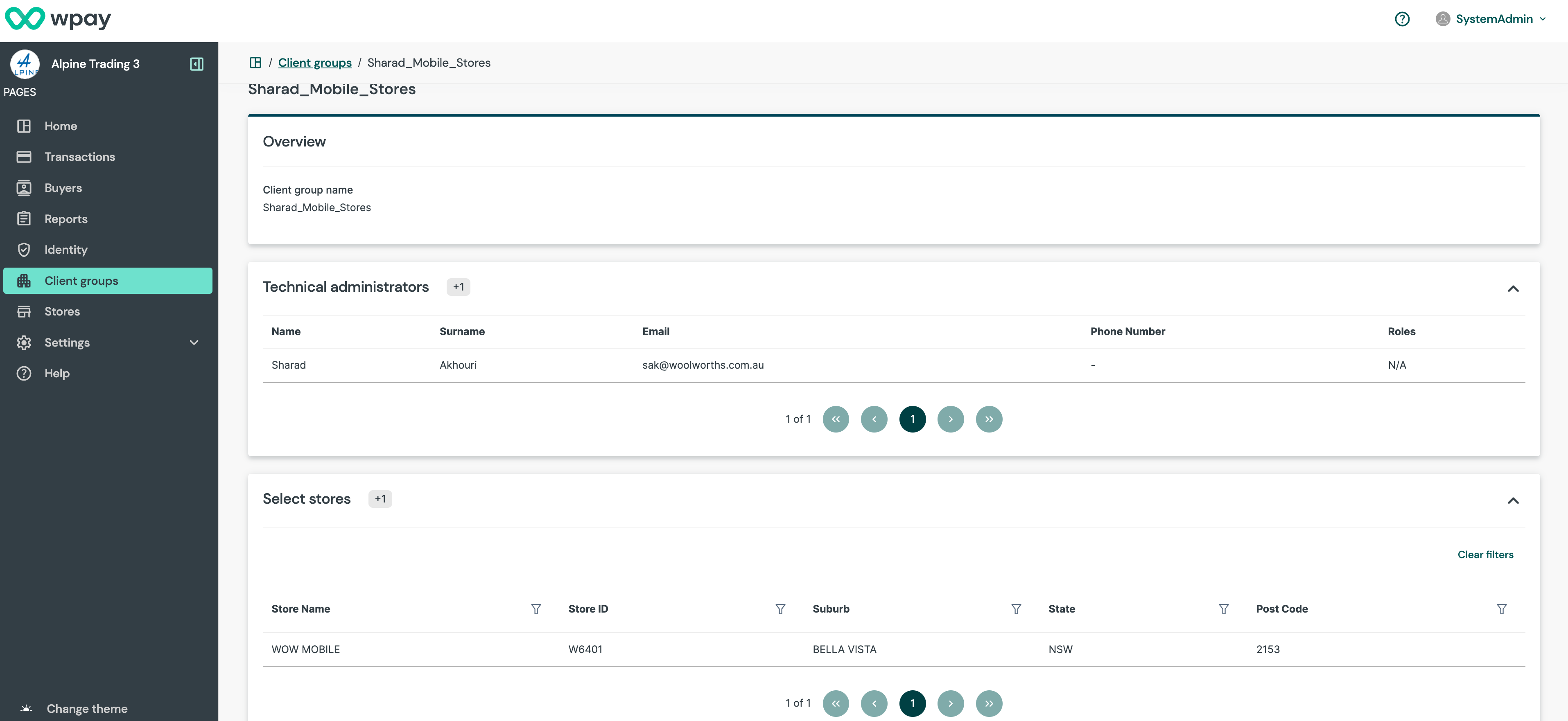 Client Group detail page