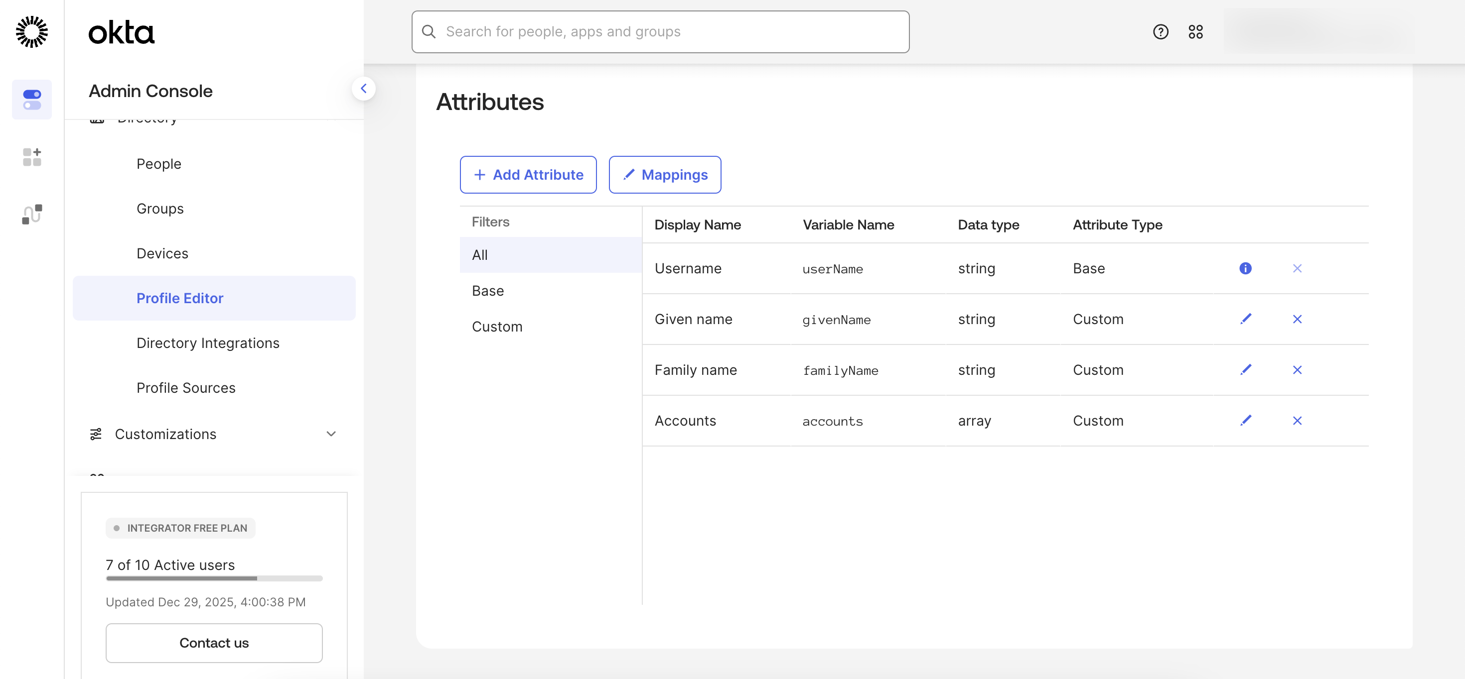 SCIM Required Attributes