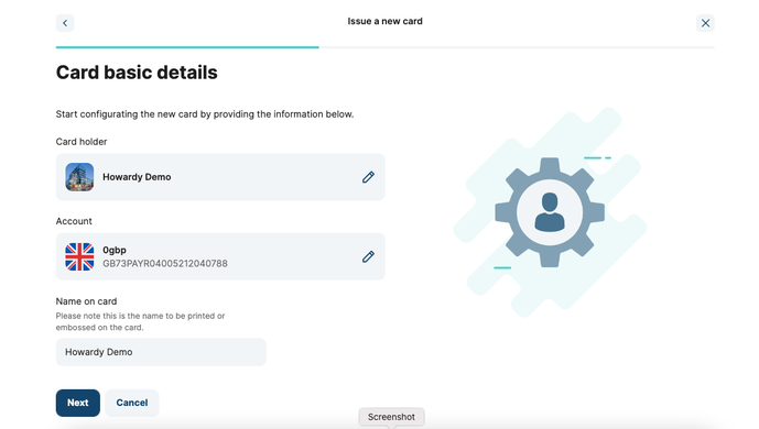 Selecting card holder in Issue card flow