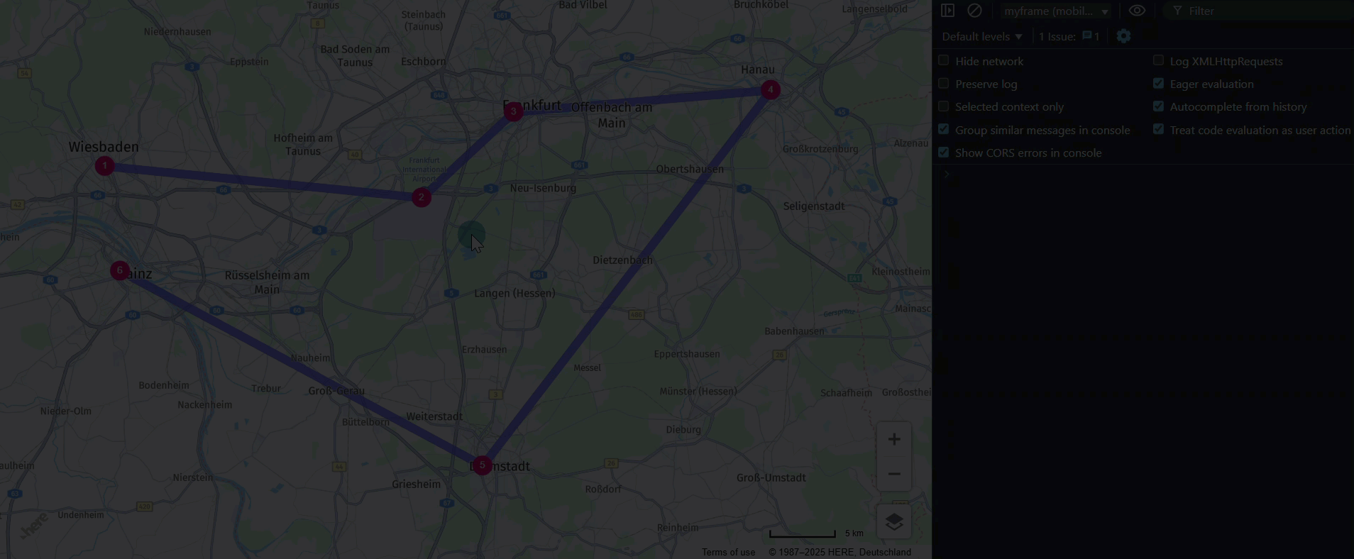 Customized waypoints in the HERE Maps API for JavaScript