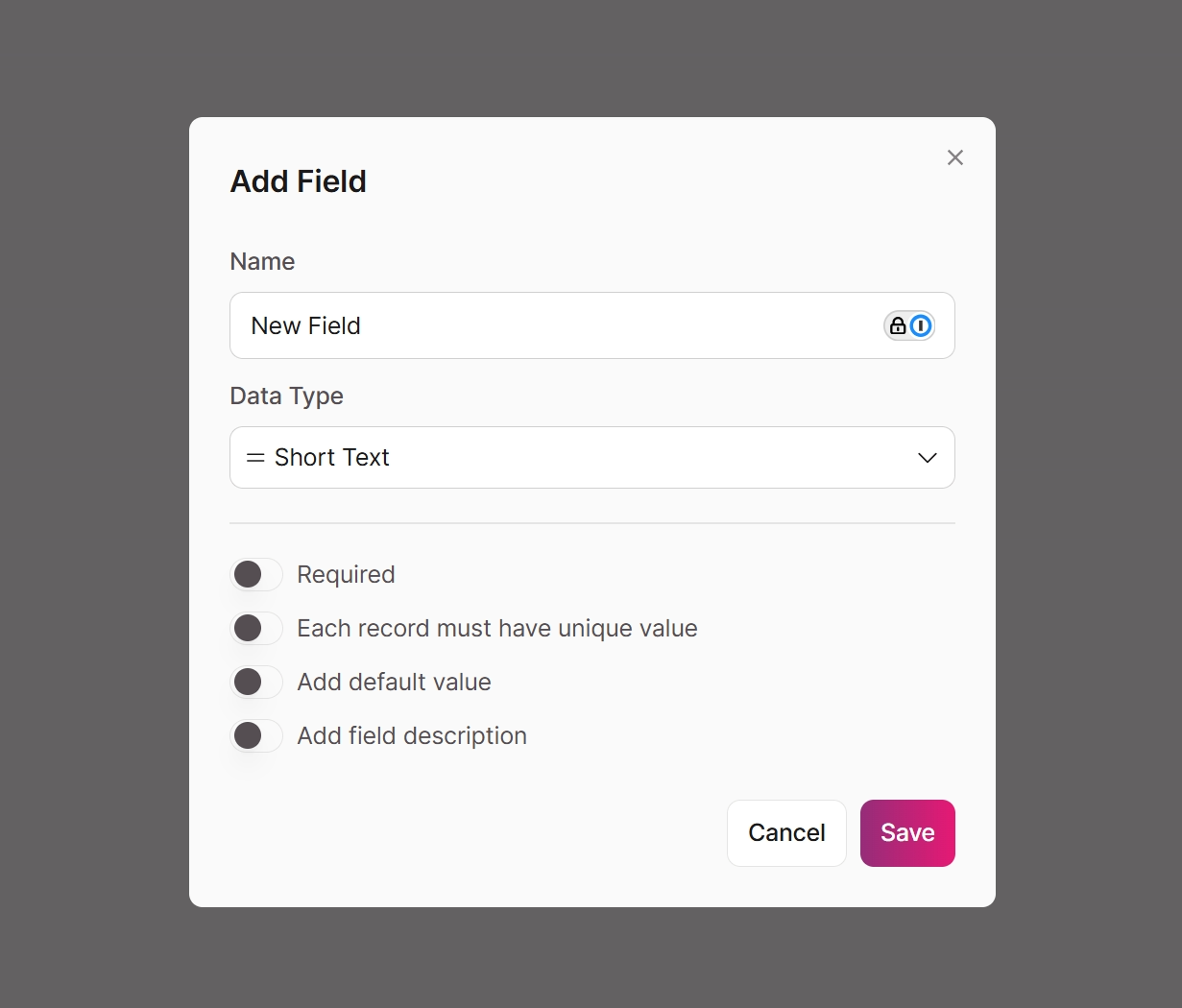 Text field settings