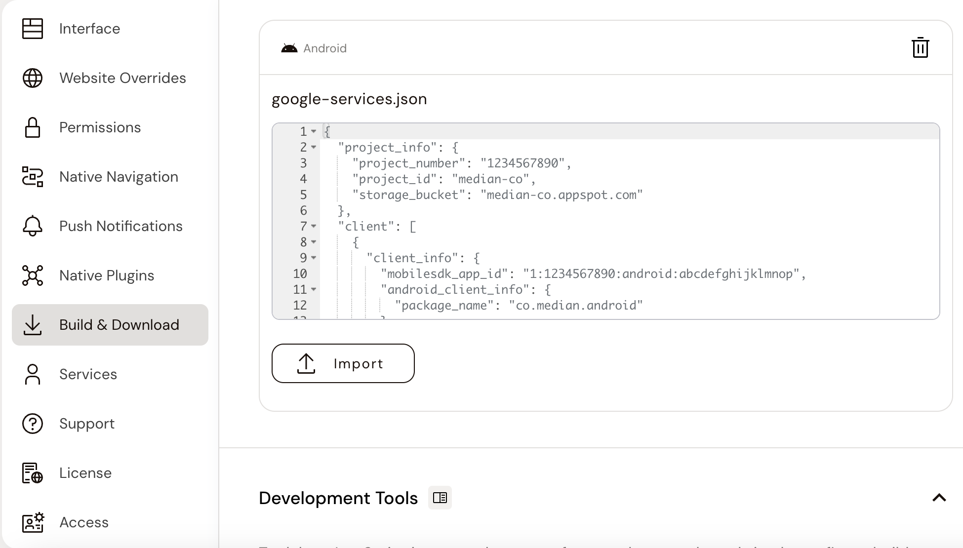 Figure 2: Android google-services.json for Firebase