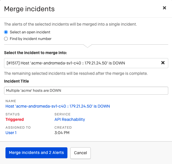Merge Incidents and 2 Alerts
