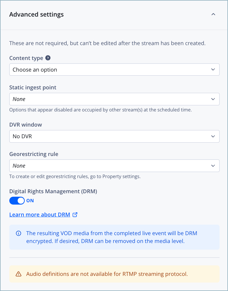 Advanced settings