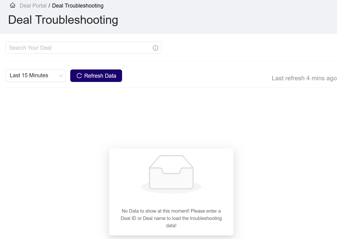 **Deal Troubleshooting page**