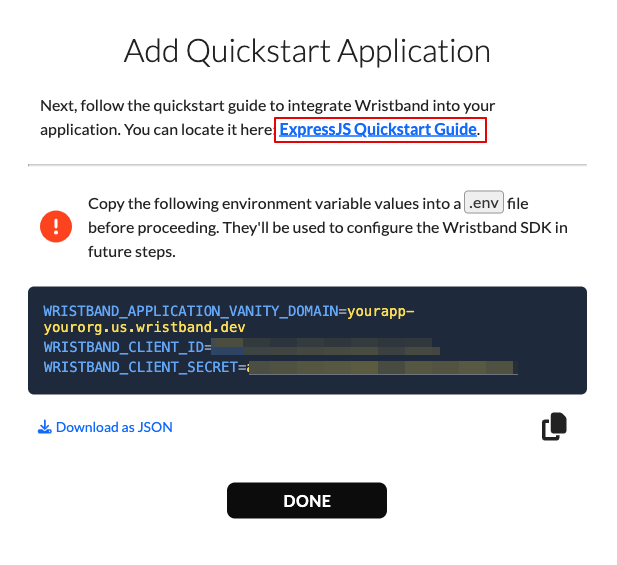 Quickstart environment variables