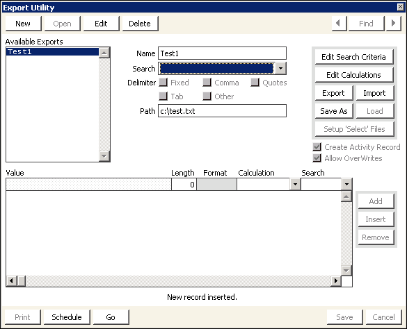 Utilities > Data Transfer Utilities > Export Utility