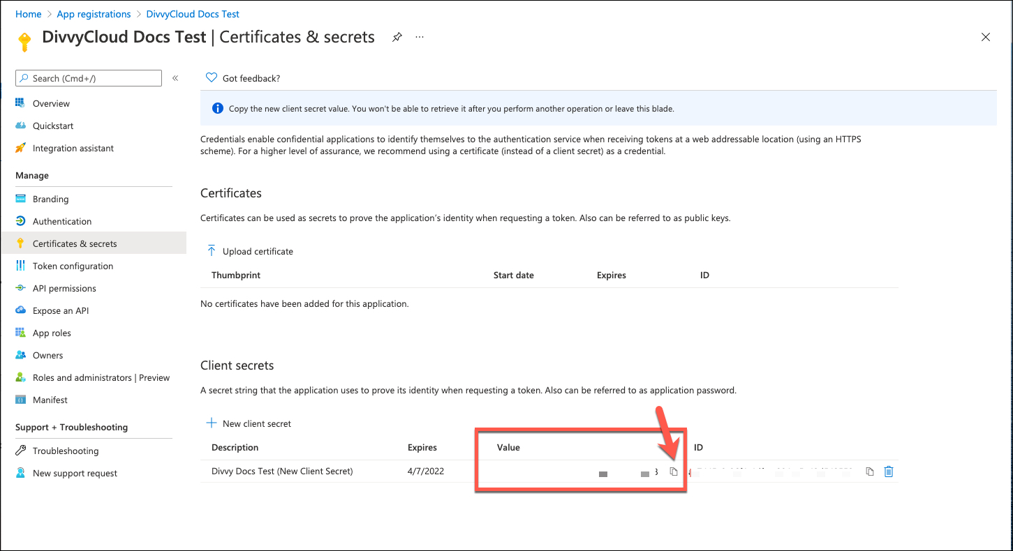 SecretValue.jpg Azure Portal - Copy Secret Value