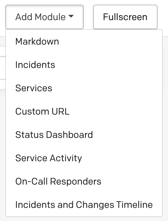 A screenshot of the PagerDuty UI indicating how to add a module to the Visibility Console