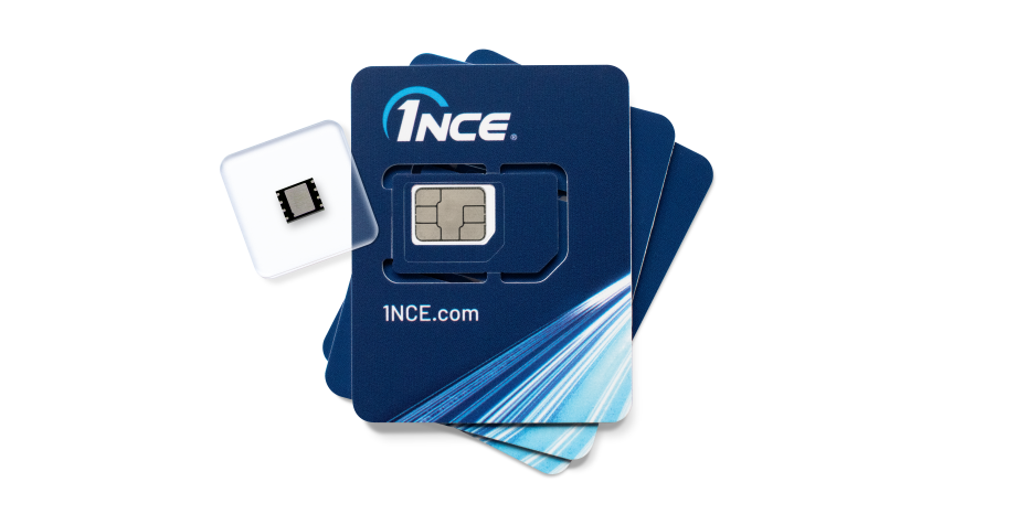 1NCE FlexSIM compared to a 1NCE eSIM MFF2 Integrated Circuit.