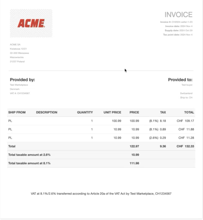 Swiss Invoice