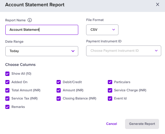 Account Statement Report