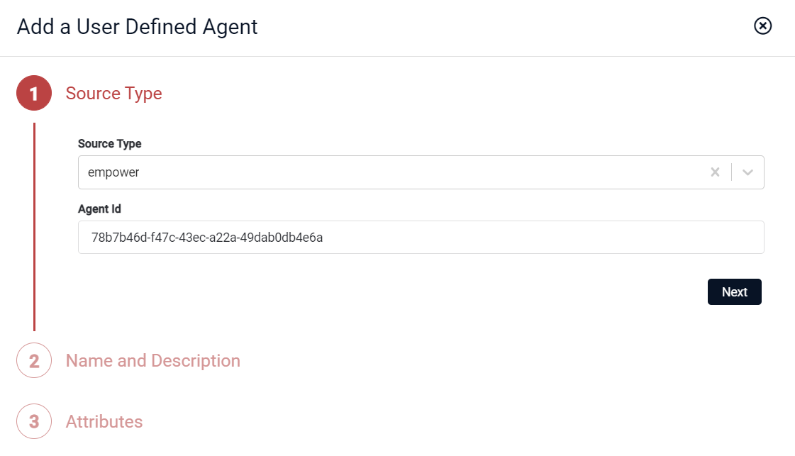 SourceType.png Add a User Defined Agent, Source Type Section