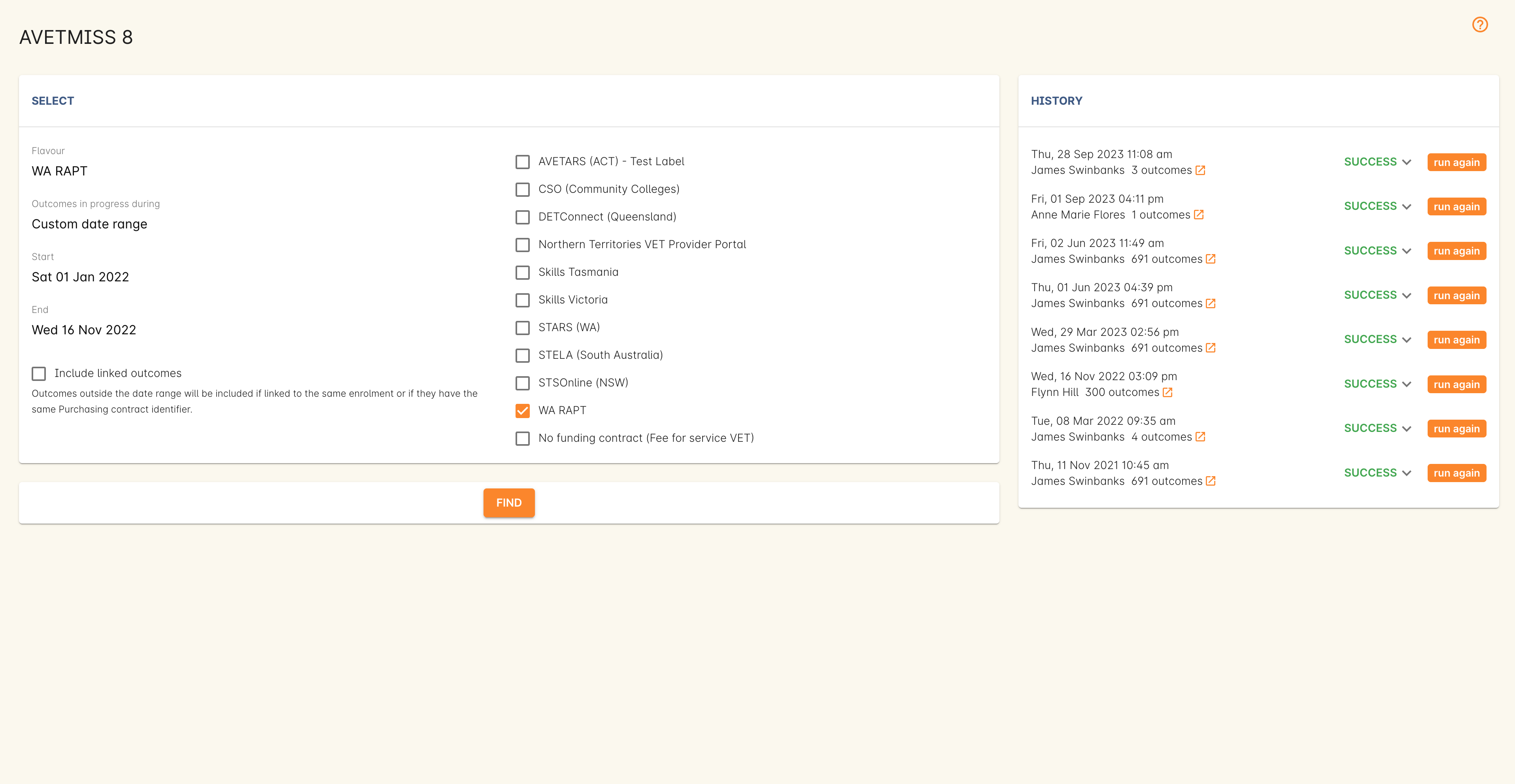 Figure 479. WA RAPT reporting options