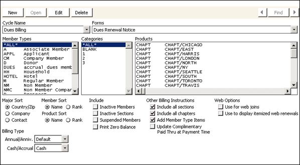 From Billing, select Set up module > Billing cycles