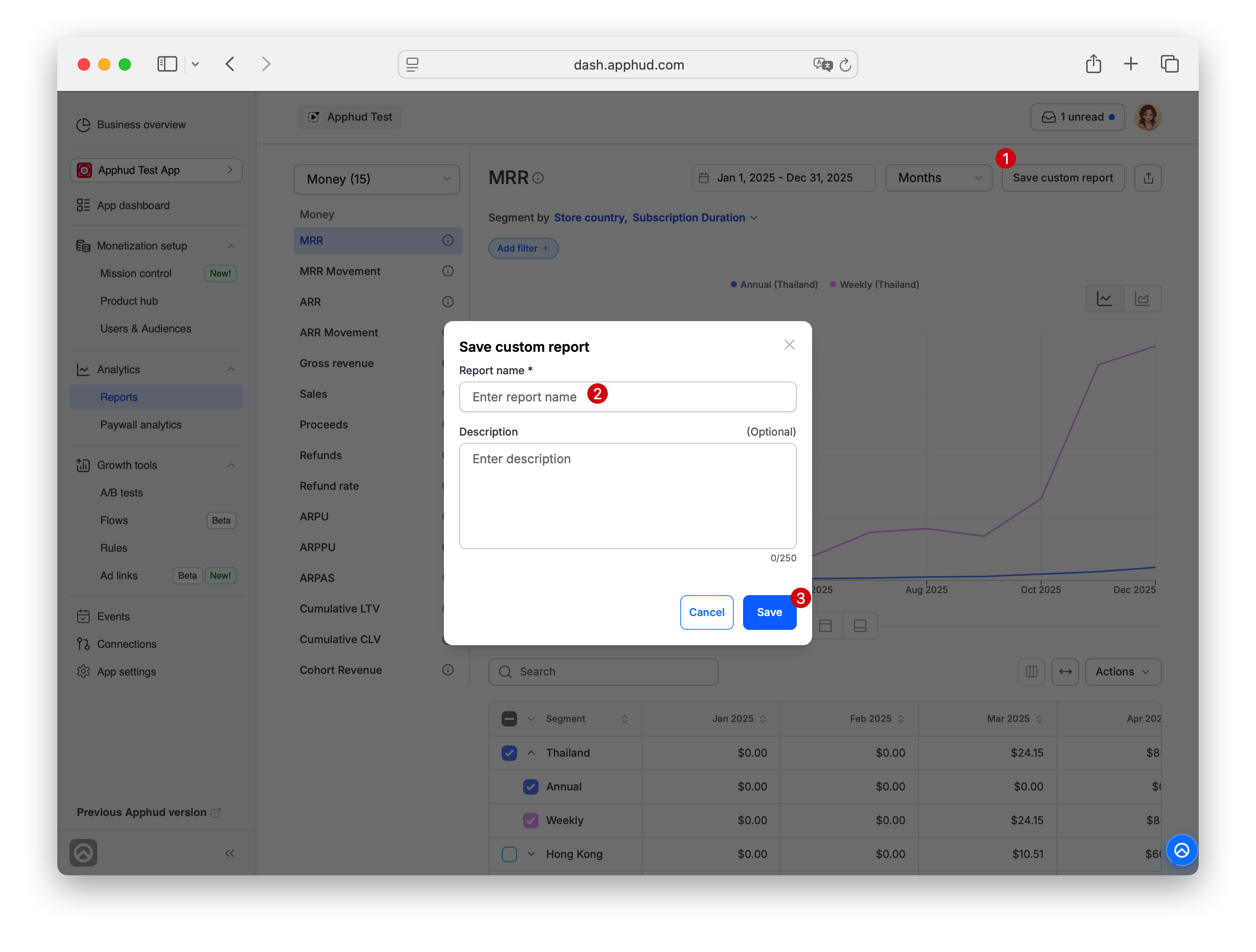 Apphud - Save Custom Report
