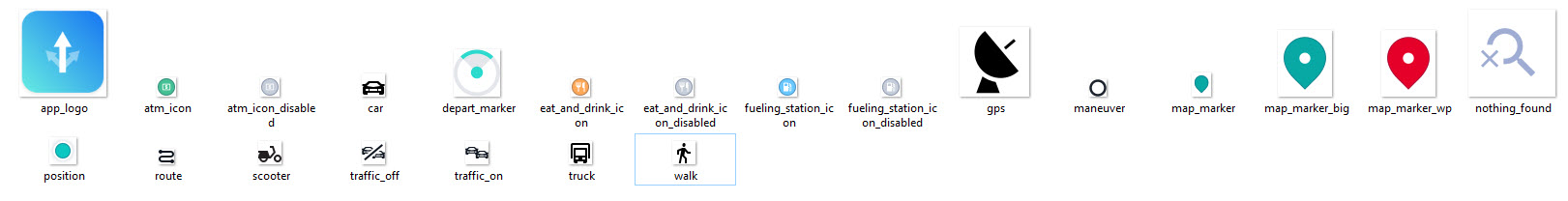Screenshot: Graphical assets used by the ref app.