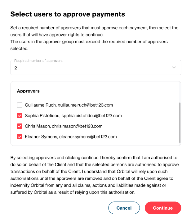 Pop up window for creating a payment approval rule