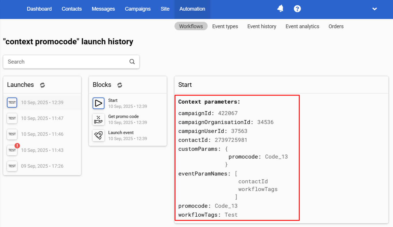 Context parameters